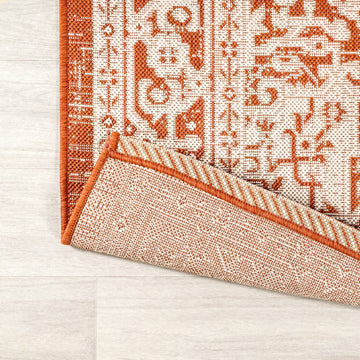 Sinjuri Medallion Textured Weave Indoor/outdoor Runner Rug